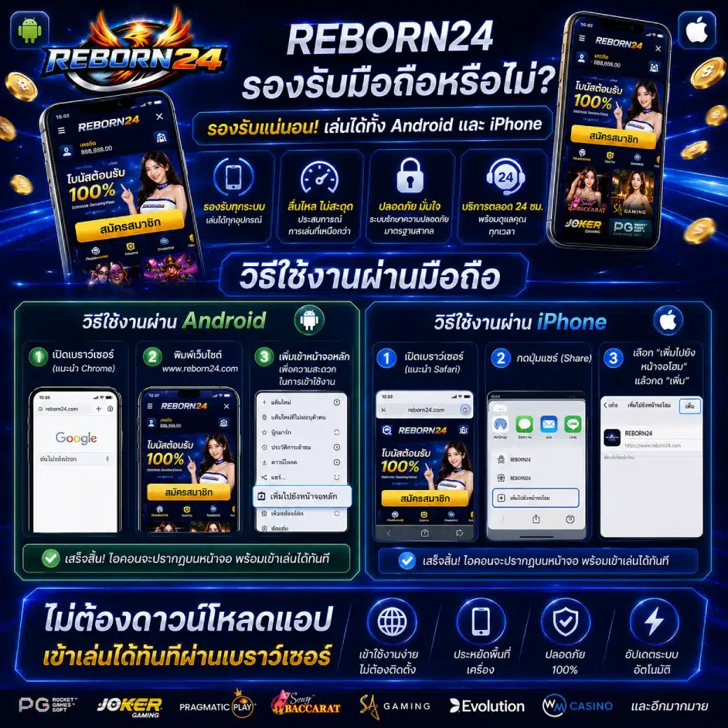 REBORN24 รองรับมือถือหรือไม่_ วิธีใช้งานผ่าน Android และ iPhone