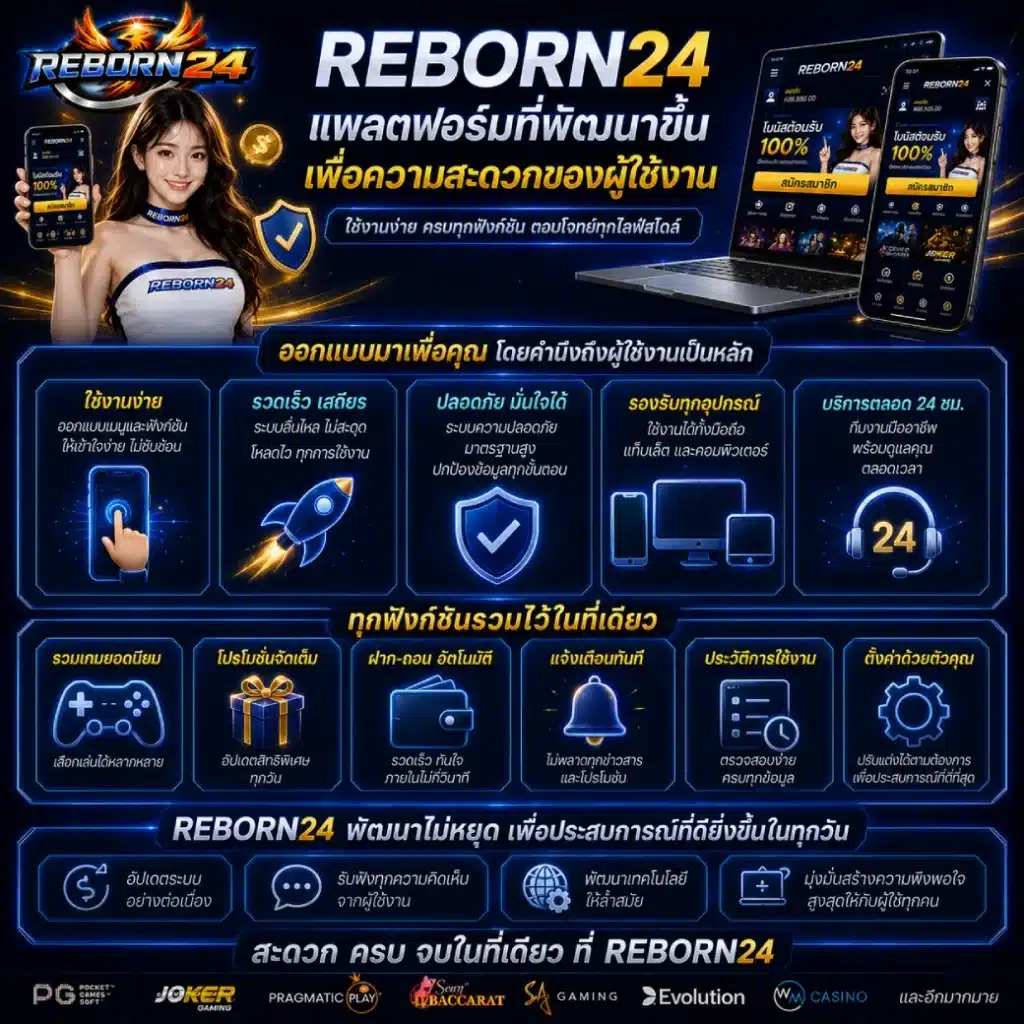 REBORN24 แพลตฟอร์มที่พัฒนาขึ้นเพื่อความสะดวกของผู้ใช้งาน