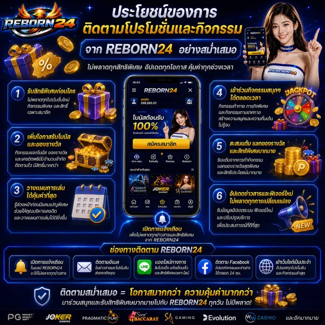 ประโยชน์ของการติดตามโปรโมชั่นและกิจกรรมจาก REBORN24 อย่างสม่ำเสมอ